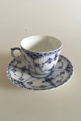 Royal Copenhagen Blue Fluted Half Lace Espresso Cup and Saucer No 719