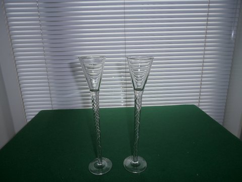 1 pair of high Holmegaard cordial glass, Denmark approximately 1920.