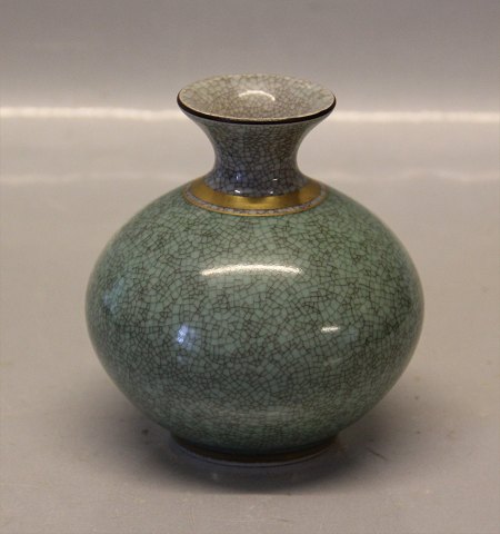 Royal Copenhagen Craquelé, (Crackelure) 457-2353 RC Green vase gray and gold 
10.5 cm