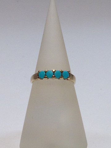 14k guldring m. turkis. Str. 54½