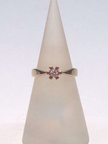 14k guldring m. brillant. Str. 51