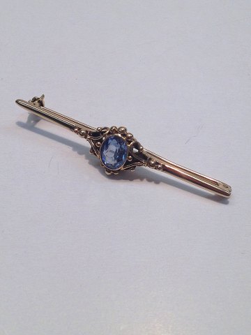 14k guldbroche m. aquamarin