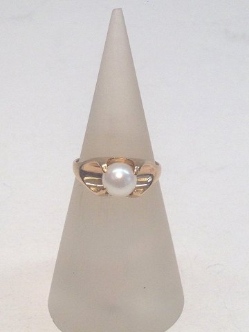 14k guldring m. kulturperle. Str. 51