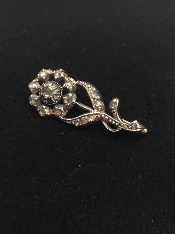 14k hvidguldsbroche m. diamanter