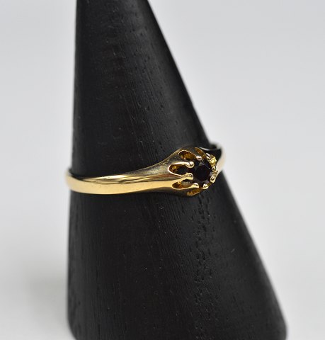 14k guldring m. granat. Str. 60½