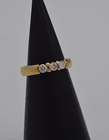 14k guldring m. brillanter. Str. 47