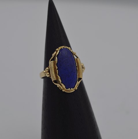 14k guldring m. lapis. Str. 51,5