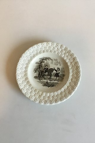 Gammelt Engelsk Staffordshire Tallerken med heste motiv