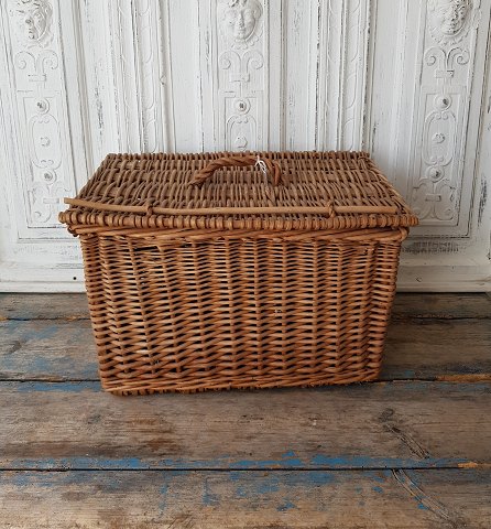 Old wicker basket with lid