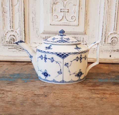 Royal Copenhagen Blue Fluted half lace rare oval teapot no. 684
