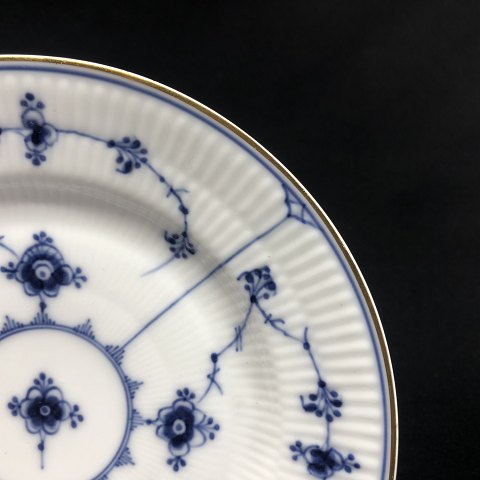 Blue Fluted Plain lunch plate with gold
