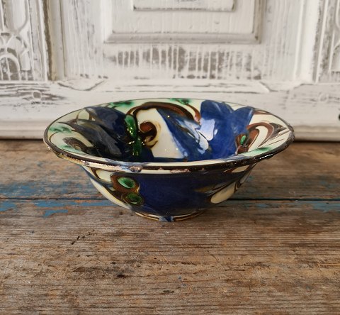 Kähler kohorns decorated bowl in blue, green and brown colors