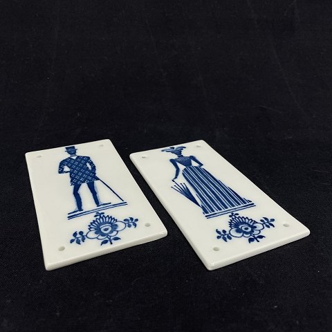 A set of Blue Fluted toilet signs