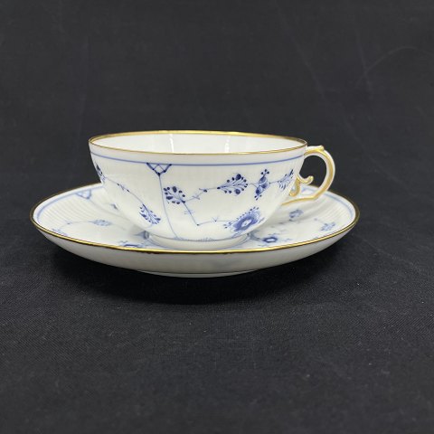 Blue Fluted Plain tea cup with gold edges
