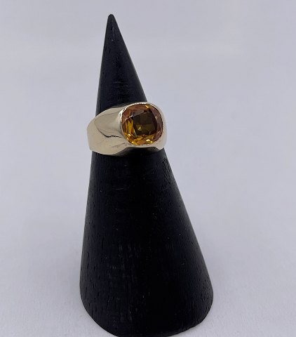 14k guldring m. gylden safir, str. 45,5