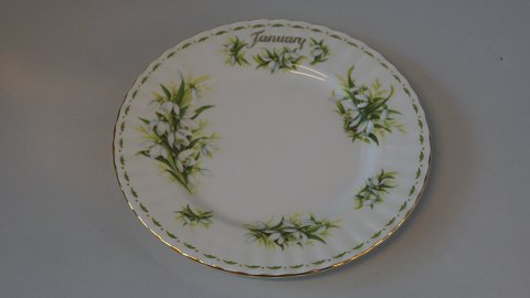 Frokosttallerken "Januar" Royal Albert Månedstel 
Engelsk Stel
Blomstermotiv :Snowdrops