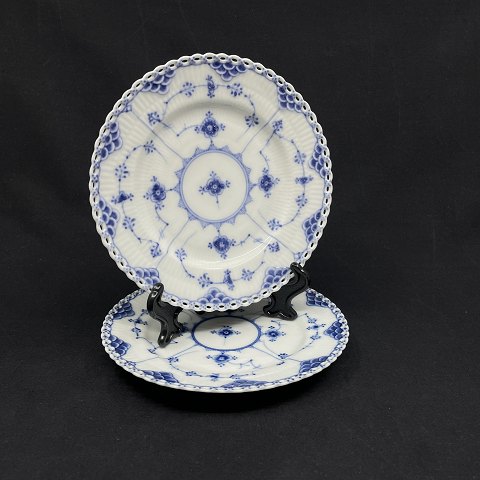 Blue Fluted Half Lace cake plate with flaws