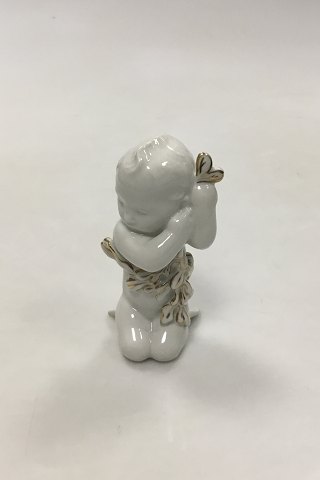 Bing & Grøndahl Blanc de Chine Figur af Havbarn med tang. Med gulddekoration No 
2267