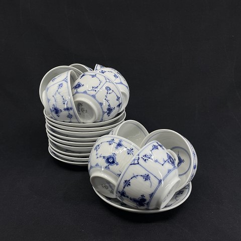 Set of 10 Blue Fluted Plain chocolate cups 1898-1928
