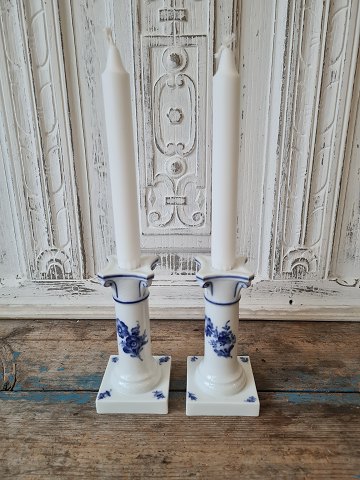 Royal Copenhagen Blue Flower pair of pillar candlesticks No. 8215