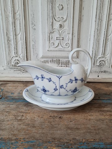 Royal Copenhagen Blue fluted sauce bowl on saucer No. 201