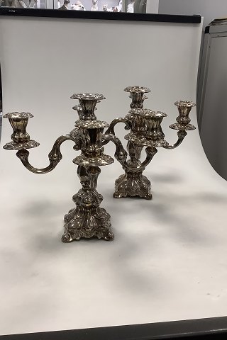 Pair of Danish Silver Plate 3 Armed Candelabra