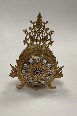 Ferdinand Barbedienne Bronze Table Clock with Enamel