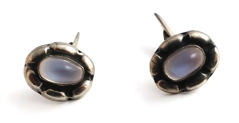 Silver cufflinks with moonstone (800). Length 1.7 cm