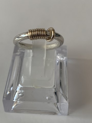 Silver ring with gold-plated design, stamped 925s HS, size 50