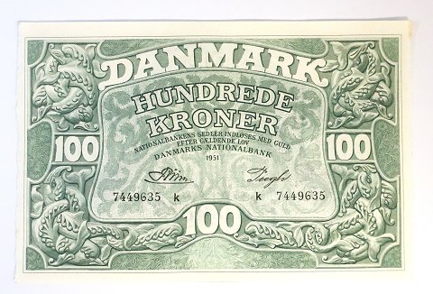 Danmark. Pengeseddel 100 kr. 1951