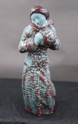 Michael Andersen Danish ceramics, Bornholm, in the series seasons. Young girl 
with muff, or winter