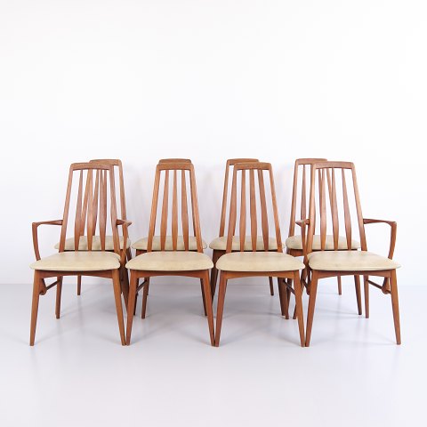 Sæt Af 8 Eva Spisebordsstole i Teak heraf 2 Armstole Niels Koefoed Koefoeds Møbelfabrik 1960erne