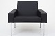 Hans J. Wegner / AP Stolen
AP 34/1 - Reupholstered easy chair in black Savanne leather and steel legs. 
KLASSIK offers upholstery of the chair in fabric or leather of your choice.
Availability: 6-8 weeks
