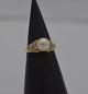 18k guldring m. perle og spinel. Str. 49