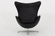 AJ 3316 - Reupholstered "The Egg" in black Savanne leather w.new base of 
aluminium. KLASSIK offers upholstery of The Egg in fabric or leather of your 
choice.
Availability: 6-8 weeks
Reupholstered
