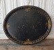 Large English black painted tray with gold decoration