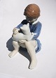 Royal Copenhagen figur: Pige med kat