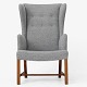 Børge Mogensen / Jacob Kjær
Wing back chair with cherry frame and new upholstery in Hallingdal 116. 
Designed in 1945.
1 pc. in stock
Renovated
