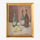 Bendix P.
Oil on canvas. Arrangement with wine and lemons with gold painted frame. 
Signed.
1 pc. in stock
Good, used condition
