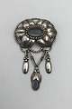 Evald Nielsen Art Nouveau Sølv Broche (Månesten)