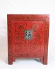 Antique Chinese Cabinet - Original Painted In Red With Patterns - Patina - Brass Fittings - 1920s