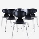 Arne Jacobsen / Fritz Hansen.
AJ 3100 - Sæt á 6 sortlaserede Myrestole med stel i stål.
Kontakt os vedr. lagerstatus

