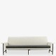 Finn Juhl / Niels Vodder.
Model FJ 56 - Sjælden firepersoners sofa i tekstil med bruneret stålstel og sko 
af palisander. Formgivet i 1956.
1 stk. på lager
