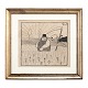 Storm P. tegning. Robert Storm Petersen, 1882-1949, tegning. Døden sættes i 
arbejde. Signeret. Lysmål: 23,5x25,5cm. Med ramme: 35x37,5cm