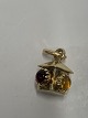 Lampe med rød/gul og grøn sten Charms / Vedhæng i 14 karat 
Højde 14,90 mm