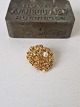 Flora Danica parsley brooch in gold-plated sterling silver with pearl