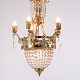 Antik Fransk Prismelysekrone i Forgyldt Bronze med Fem Arme fra 1890