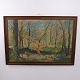 Oliemaleri med Efterårsskov og Vandløb i Mørk Træramme 91,5 x 130 cm af Frederik Kunstell Gaardson