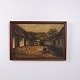 Landskabsmaleri med Bondegård, Gårdsplads og Høns Signeret 49 x 71 cm, Sigrid Bech-Knudsen (1890-1947)