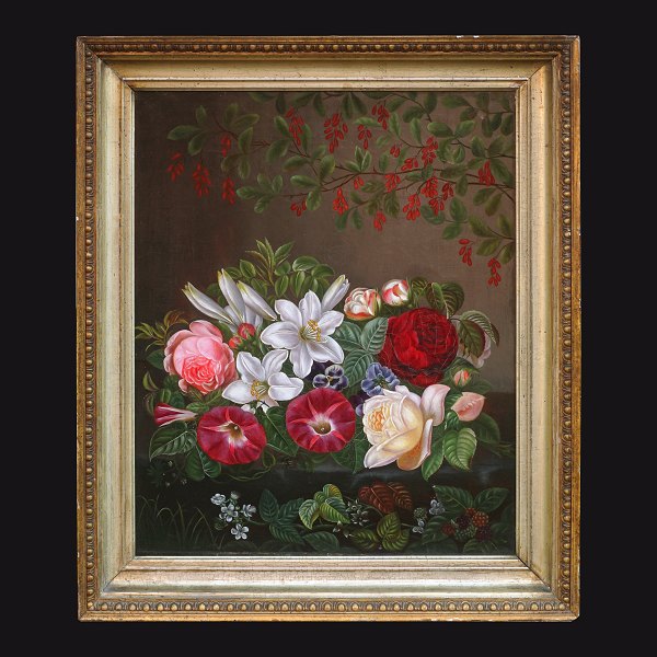 I. L. Jensens Skole: Stilleben med blomster. Danmark ca. år 1830. Lysmål: 
52x41cm. Med ramme: 64x53cm